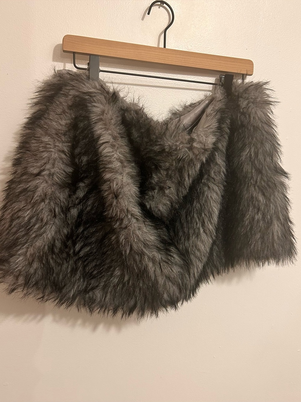 Fashion Nova Charcoal Faux Fur Mini Skirt